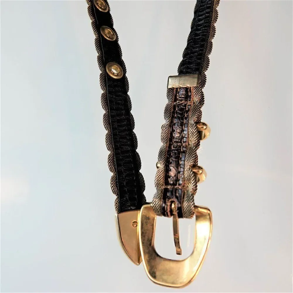 Fashion Dress Belt Mesh And Leather Skinny